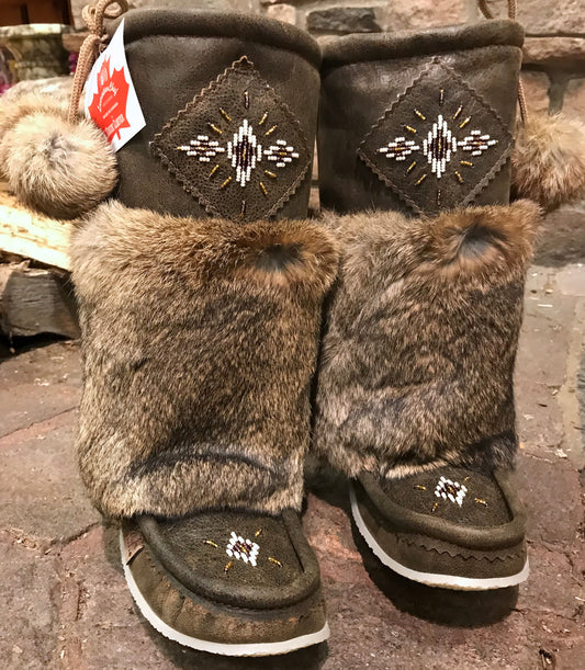 New Brown Leather Mukluks-13"